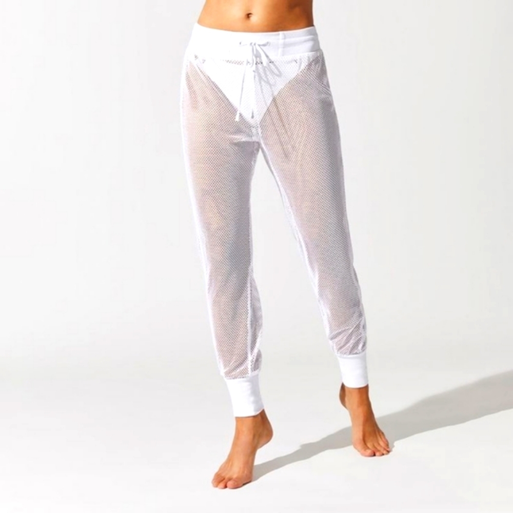 Mesh Jogger with Adjustable Waistband, White 2X, Sporty, Sexy